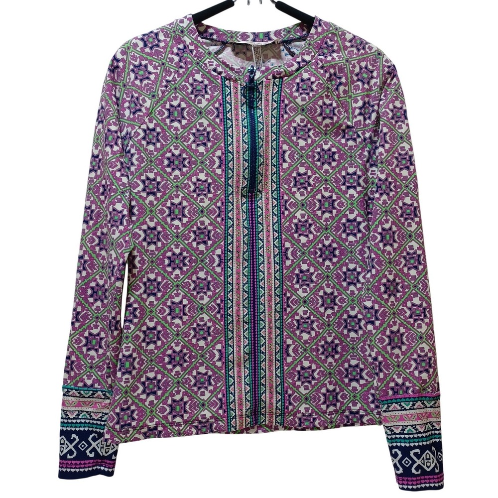 Nanette Lepore M Quarter Zip Rash Guard‎ Swim Top Beach Vacation Resort Poolside